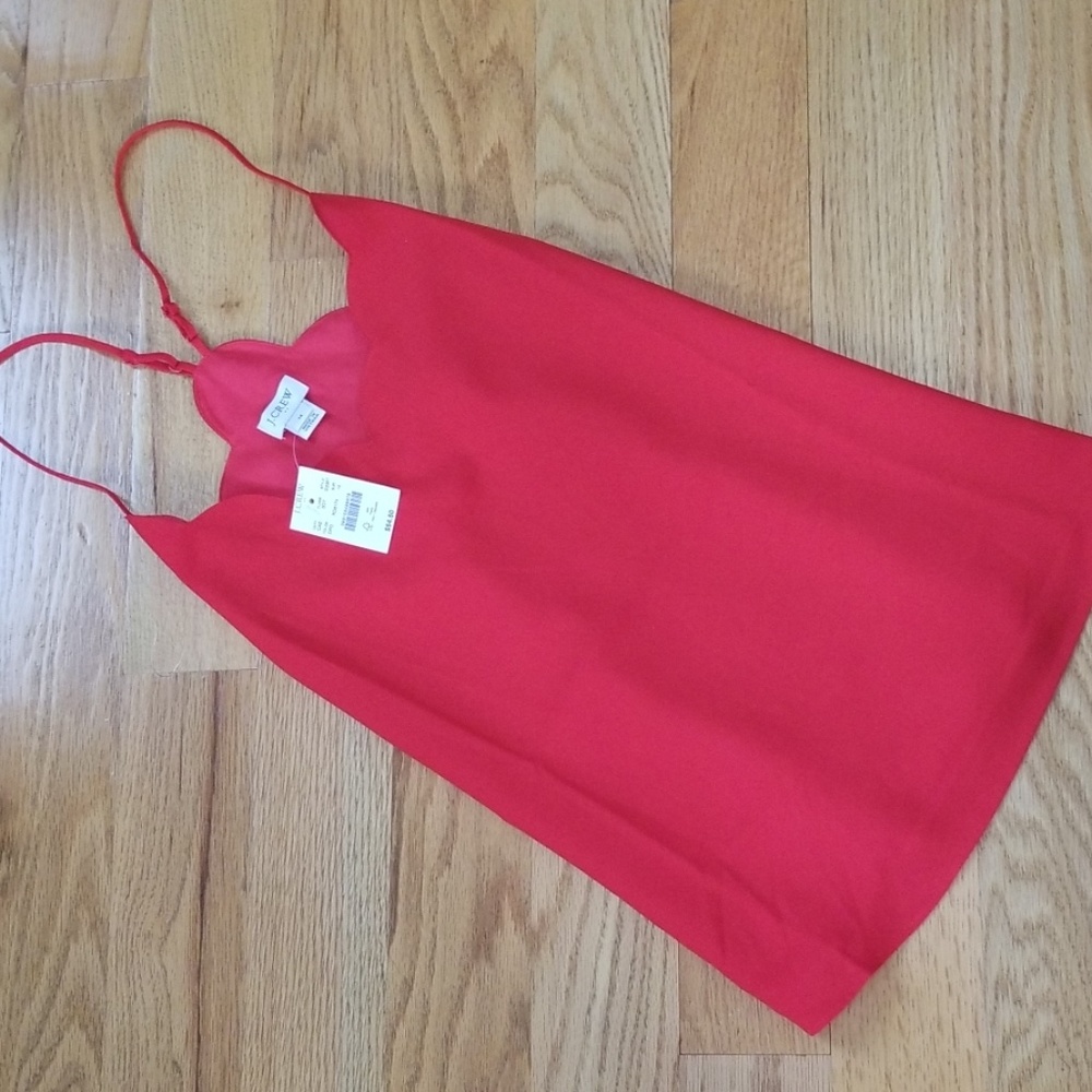J. Crew Red Scalloped-Edge Camisole